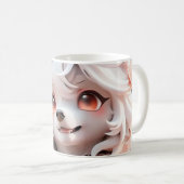 Fluffe, rosa und weiße Welpe Kaffeetasse (VorderseiteRechts)