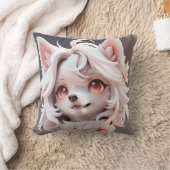 Fluffe, rosa und weiße Welpe Kissen (Decke)