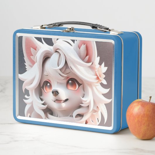 Fluffe, rosa und weiße Welpe Metall Brotdose (Beispiel)