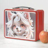 Fluffe, rosa und weiße Welpe Metall Brotdose (Beispiel)