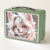 Fluffe, rosa und weiße Welpe Metall Brotdose (Rückseite)