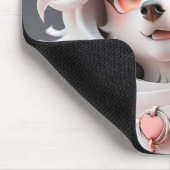 Fluffe, rosa und weiße Welpe Mousepad (Ecke)