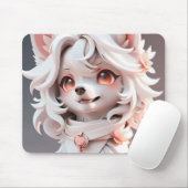 Fluffe, rosa und weiße Welpe Mousepad (Mit Mouse)