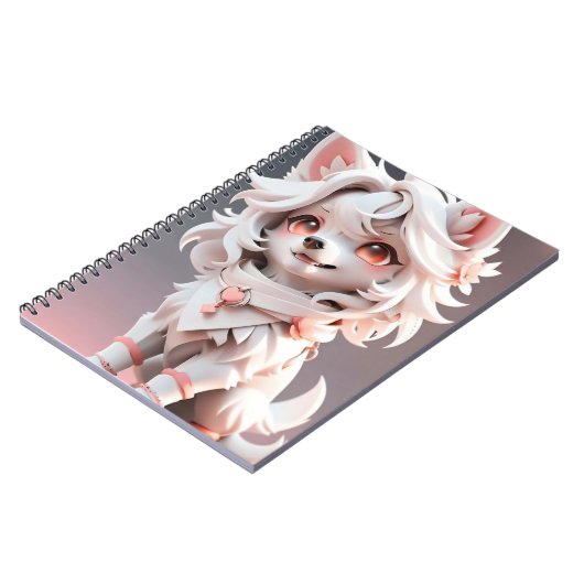 Fluffe, rosa und weiße Welpe Notizblock (Linke Seite)