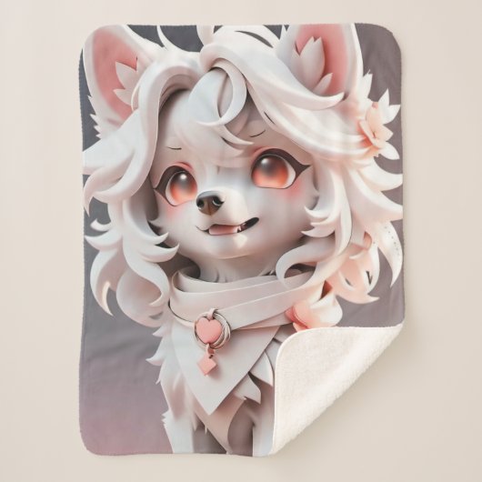 Fluffe, rosa und weiße Welpe Sherpadecke (Vorderseite)