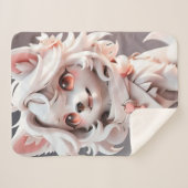 Fluffe, rosa und weiße Welpe Sherpadecke (Vorderseite (Horizontal))