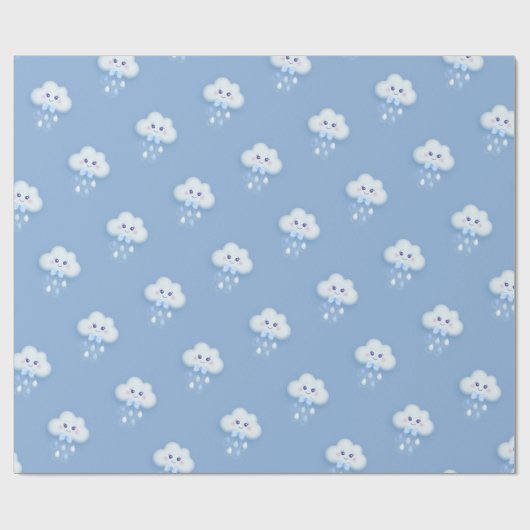 Fluffe weiße Wolke neunblaue Babydusche Geschenkpapier (Flach)