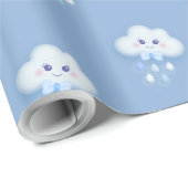Fluffe weiße Wolke neunblaue Babydusche Geschenkpapier (Rolleneckpunkt)