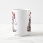 FLÜFFEN WEISS LANGE HAIRED CAT MIT WEIHNACHTSMANNM KAFFEETASSE (Mittel)