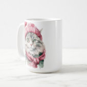 FLUFFEN WINTERKATZE GRÜN & BLUE HAT SCARF KAFFEETASSE (Vorderseite Links)