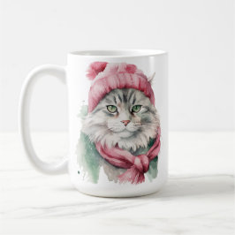 FLUFFEN WINTERKATZE GRÜN & BLUE HAT SCARF KAFFEETASSE