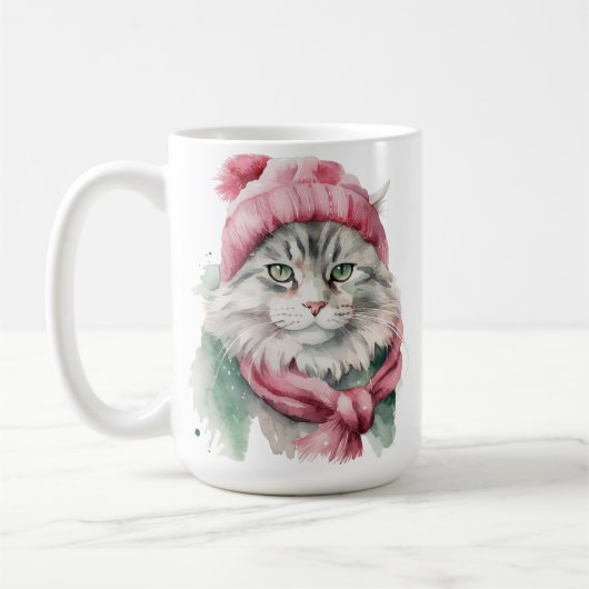 FLUFFEN WINTERKATZE GRÜN & BLUE HAT SCARF KAFFEETASSE (Links)