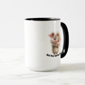 Fluffes Ferkel mit Big Eyes - Sei freundlich Vegan Tasse (VorderseiteRechts)