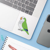 Fluffes, zeichnend Grüner Papagei-Cartoon Aufkleber (Laptop mit iPhone)