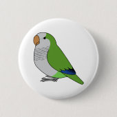 Fluffes, zeichnend Grüner Papagei-Cartoon Button (Vorderseite)