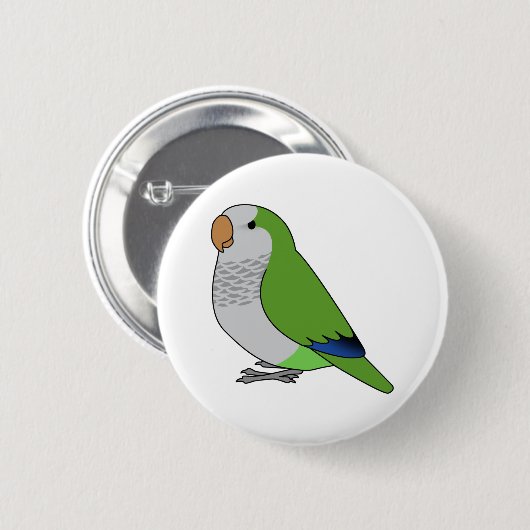 Fluffes, zeichnend Grüner Papagei-Cartoon Button (Vorne & Hinten)