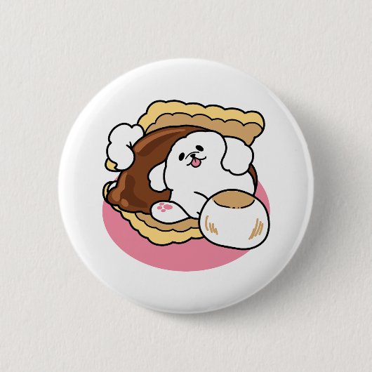 Fluffier als a S’more - Niedlicher Hund und Desser Button (Vorderseite)