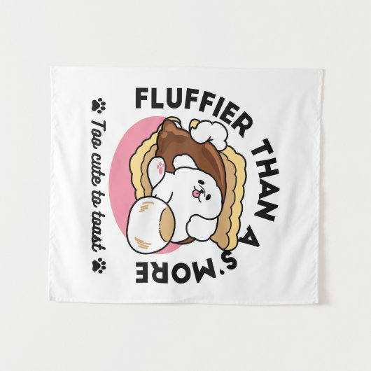 Fluffier als a S’more - Niedlicher Hund und Desser Wandteppich (Vorderseite (Horizontal))