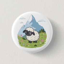 Fluffiest Lawn Mower – Adorable Blacknose Sheep Button