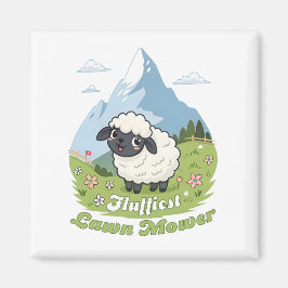 Fluffiest Lawn Mower – Adorable Blacknose Sheep Magnet