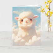 Fluffige Alpakträume Karte (Gelbe Blume)