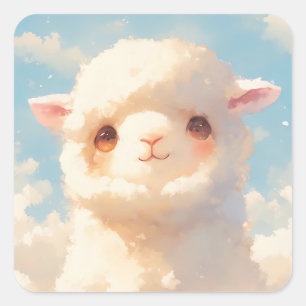 Fluffige Alpakträume Quadratischer Aufkleber