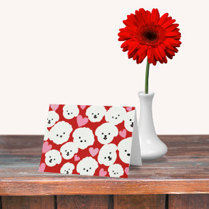 Fluffige Bichons und Herzen Karte