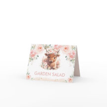 Fluffige Highland-Kuh Rosa Hauch Blumen Food Tent