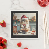 Fluffige Katze backt boozy Weihnachtspudding Serviette (Beispiel)