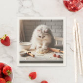 Fluffige Katze backt eine Pizzabasis Serviette (Beispiel)