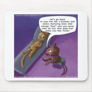 Fluffige Katze in Therapie Lustiger Katzen-Cartoon Mousepad