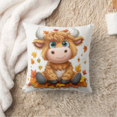 Fluffige Kuh mit fallenden Blättern Kissen (Decke)
