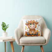 Fluffige Kuh mit fallenden Blättern Kissen (Stuhl )