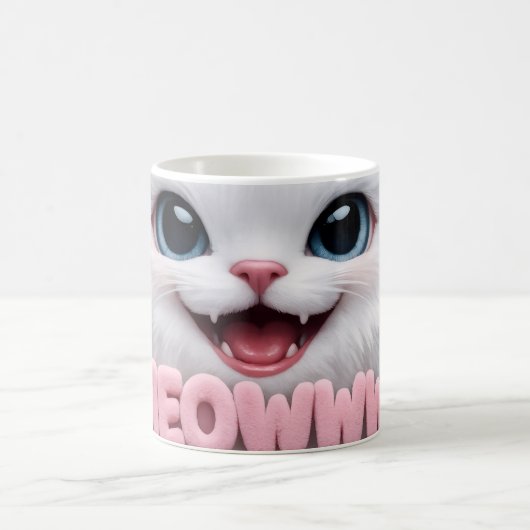 Fluffige Meoww-Katzen-Tasse Kaffeetasse (Mittel)