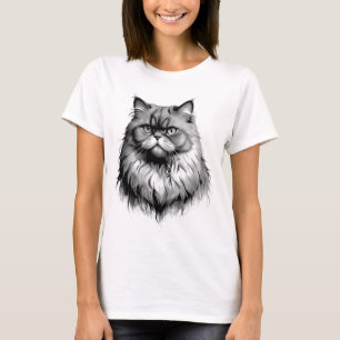 Fluffige Perserkatze Skizze Damen T-Shirt