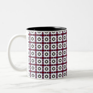 Fluffige Quadrate Floral Zweifarbige Tasse