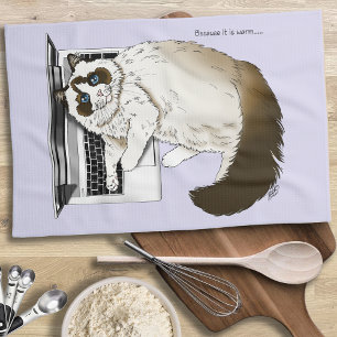 Fluffige Ragdoll-Katze Lavendel Laptop Lustig Geschirrtuch