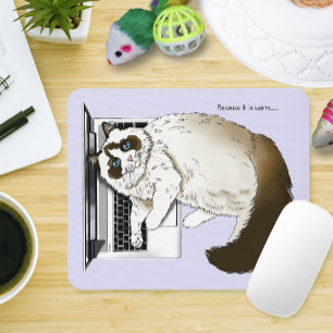Fluffige Ragdoll-Katze Lavendel Laptop Lustig Mousepad