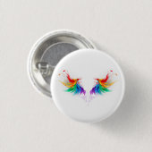 Fluffige Regenbogenflügel Button (Vorne & Hinten)