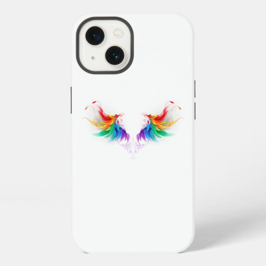 Fluffige Regenbogenflügel iPhone Hülle (Rückseite)