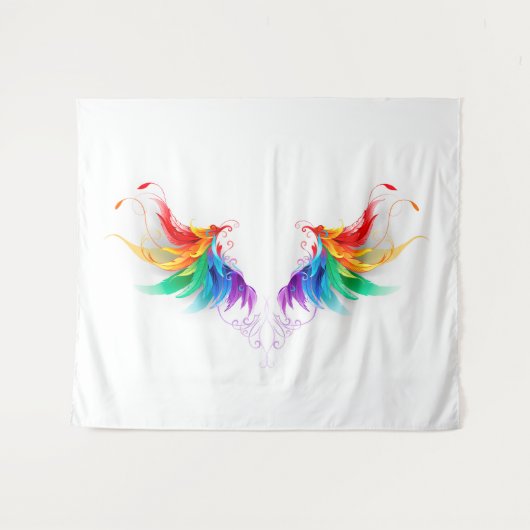 Fluffige Regenbogenflügel Wandteppich (Vorderseite (Horizontal))