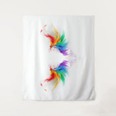 Fluffige Regenbogenflügel Wandteppich (Vorderseite)