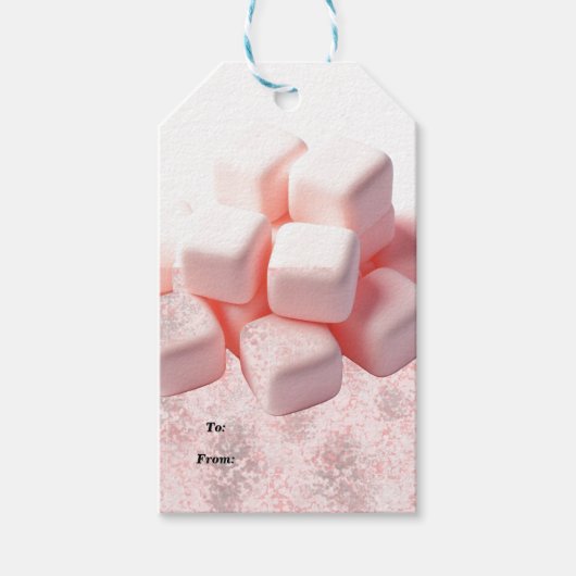 Fluffige rosa Marshmallows Geschenkanhänger (Vorderseite)