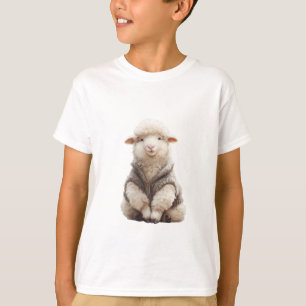 Fluffige Schafe in wollener Strickjacke Kinder T-Shirt