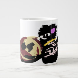 Fluffige schwarze Katze Jack o Laterne Spaß  Jumbo-Tasse