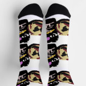 Fluffige schwarze Katze Jack o Laterne Spaß Socken (Oben)