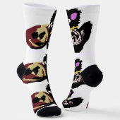 Fluffige schwarze Katze Jack o Laterne Spaß Socken (Gewinkelt)
