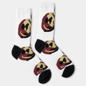 Fluffige schwarze Katze Jack o Laterne Spaß Socken (Rechts)