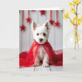 Fluffige Weihnachtskarte mit weißem Hund Karte (Gelbe Blume)