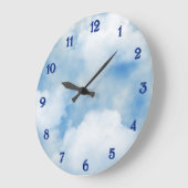 Fluffige Weiße Wolken Große Wanduhr (Winkel)